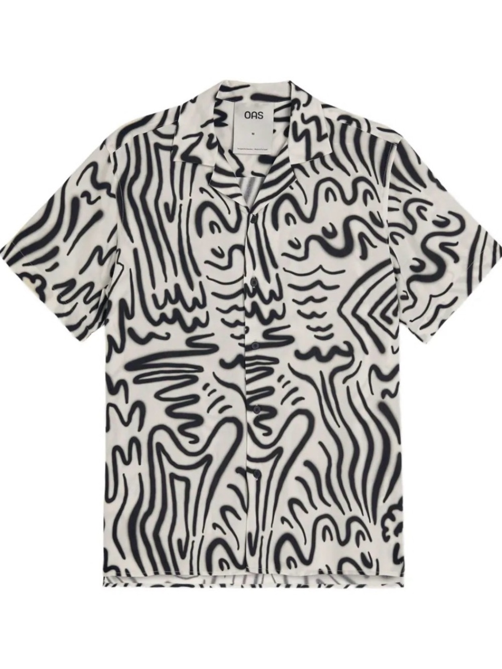 OAS Camp Aerosol Viscose Button Up Men’s Black and White